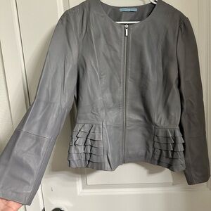 Antonio Melanie Gray Leather Jacket large